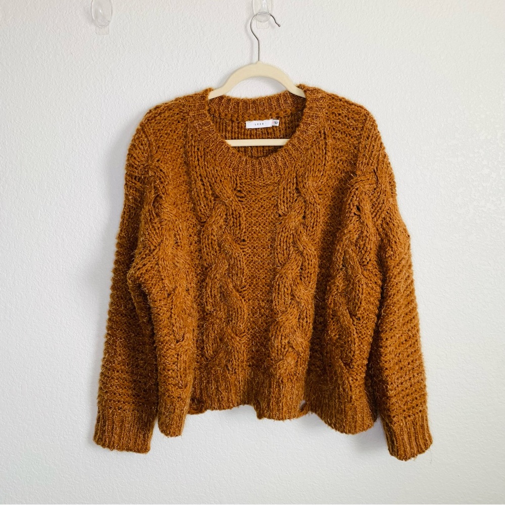 Lush Distressed Eyeleash Knit Sweater Pullover